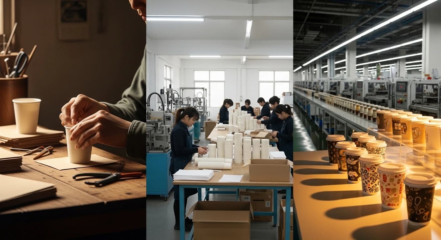 Royal Pack branded cups and packaging collage representing our story