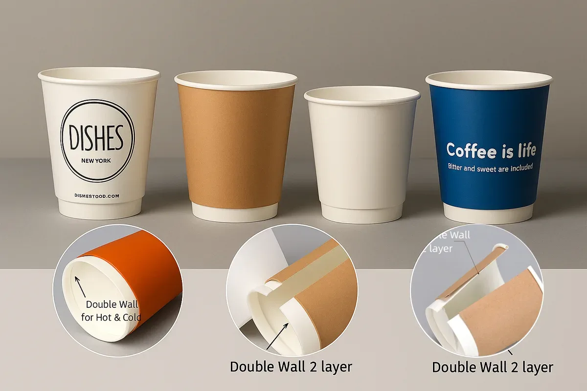 Double wall (hollow wall) hot paper cups